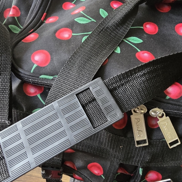 Cherry Burst Print Duffel Bag - Black and Red - Picture 11 of 12